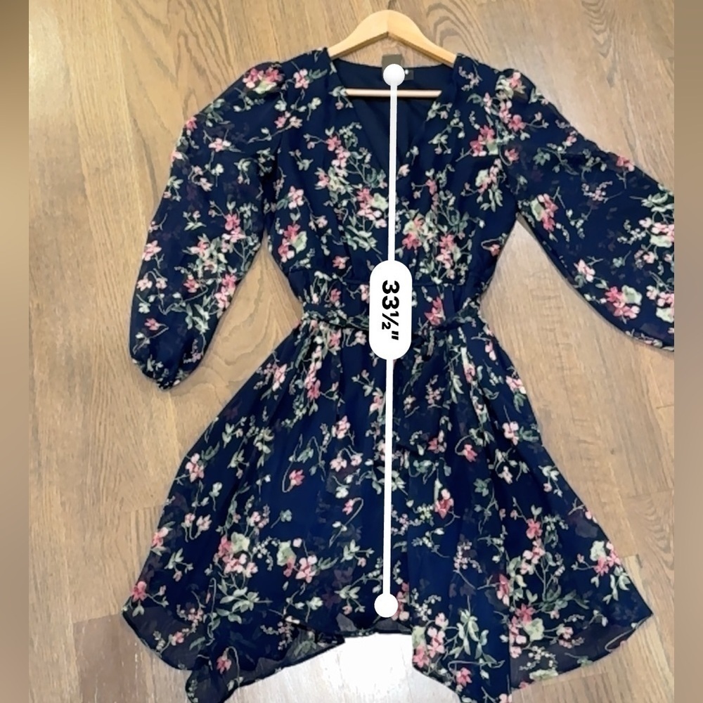 New Taylor Dress Womens midi Boho Prairie Peasant Size 10 Medium Fall Blue Work - Picture 7 of 7
